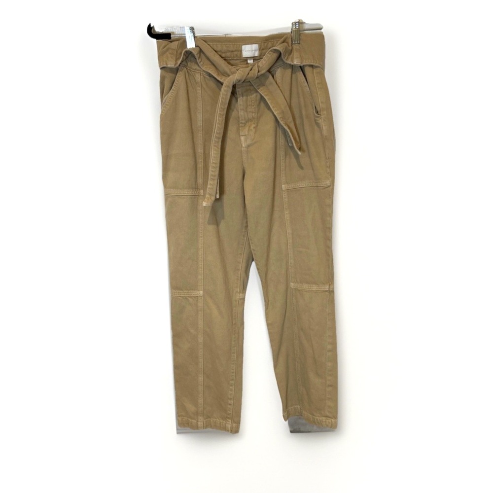 Jonathan Simkhai Standard Utility Pants Women 27 Tan Paperbag Waist Tie Cargo‎